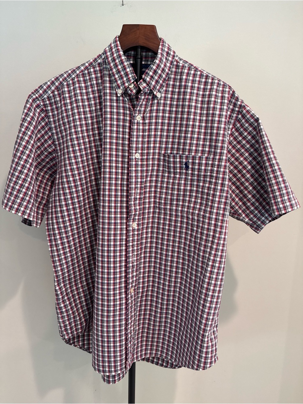 Ralph Lauren Short-Sleeve Button-Down Plaid Shirt - Red, White, Blue Medium